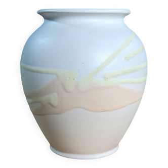 Bay West Germany 650-14 Retro Vase Decor White Yellow Pink 14cm