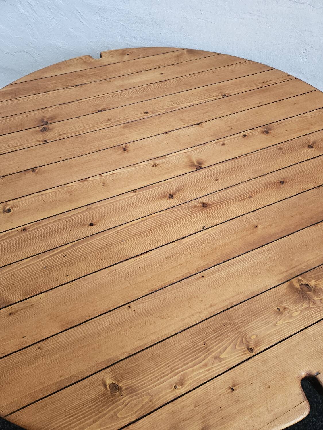 1970s solid larch dining table for four people by Mária Szedleczky - Signed