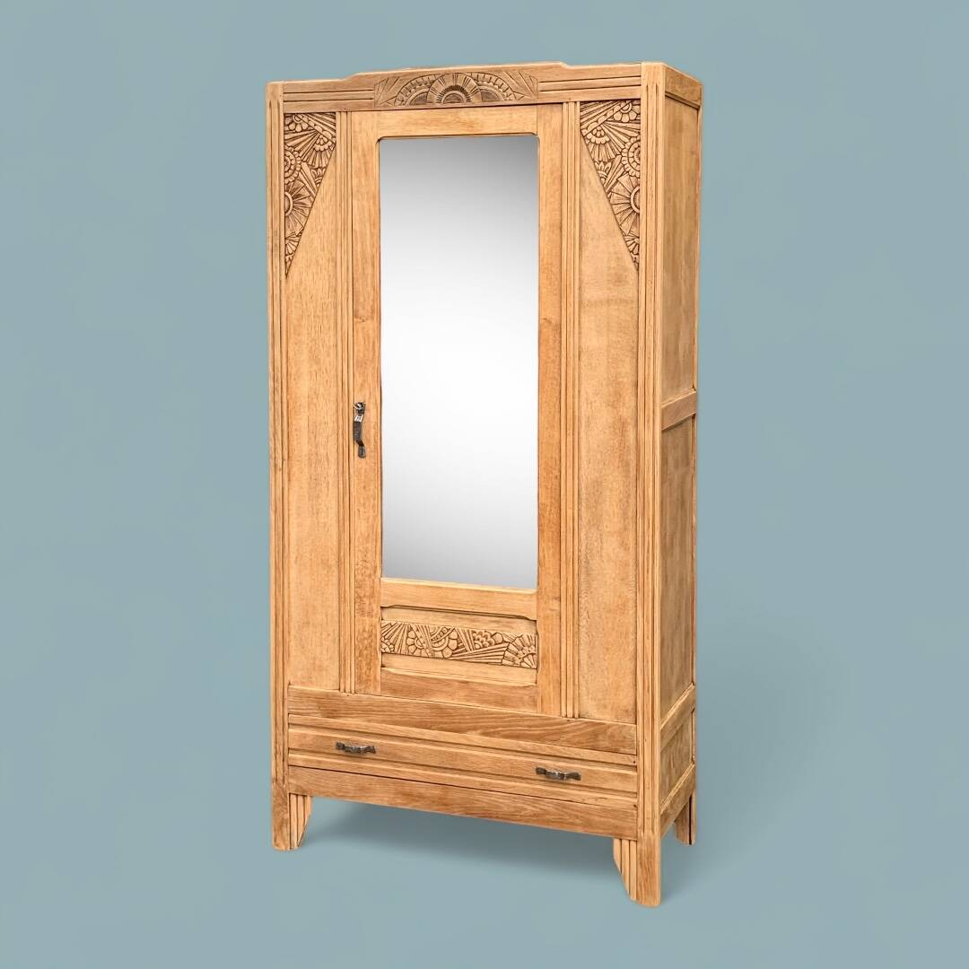 Parisian art deco cabinet in raw wood 1930