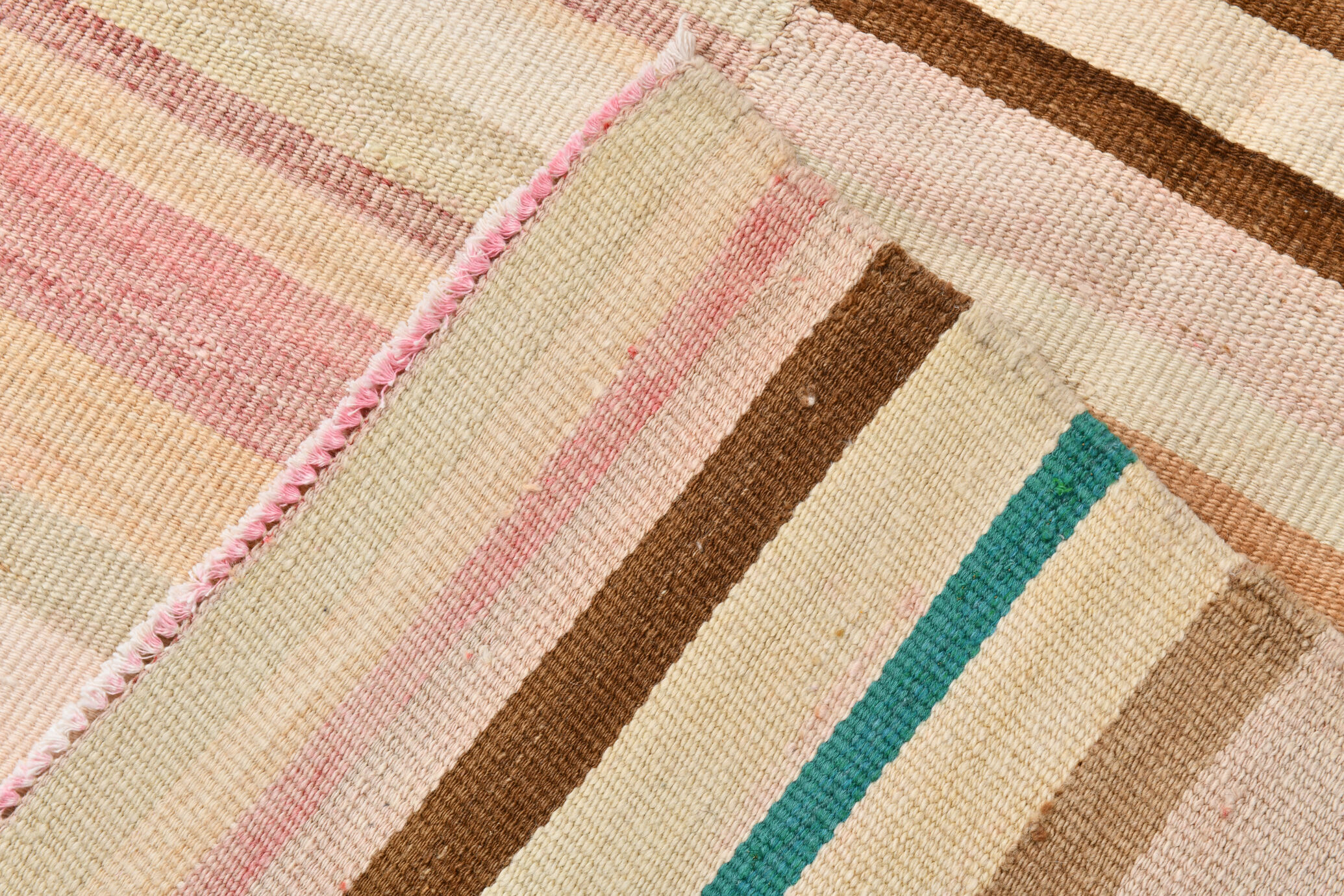 Striped wool kilim rug, 216x292 cm