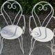 Garden lounge 1 table 2 chairs 2 white wrought iron chairs