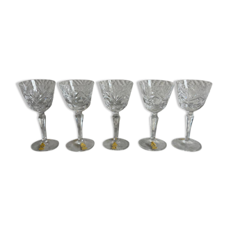 Set of five Nachtmann Bleikristall crystal stemmed glasses