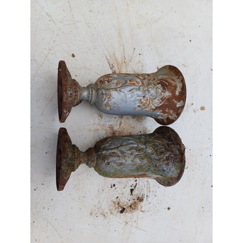 Pair of cast iron vases from 1900 from Charleville-Mézières