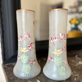 Paire de vases à motif de fleurs par Legras fin XIXe début XXe siècle
