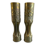 2 shell casing vases