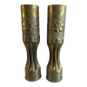 2 shell casing vases