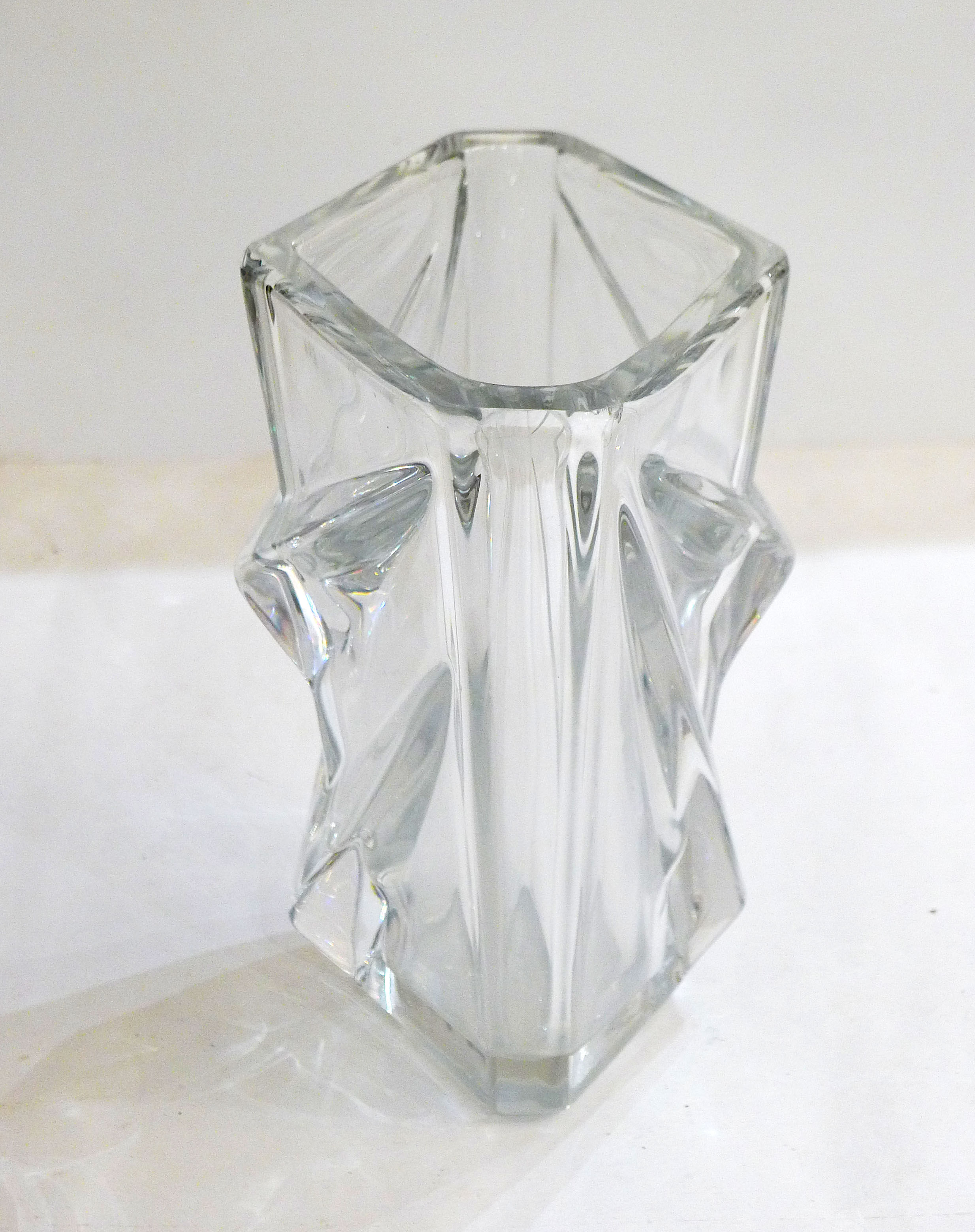 Crystal vase, triangle relief