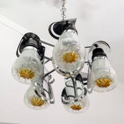 Mazzega Mid-Century Modern Italian Murano Glass and Steel Chandelier, 1970s