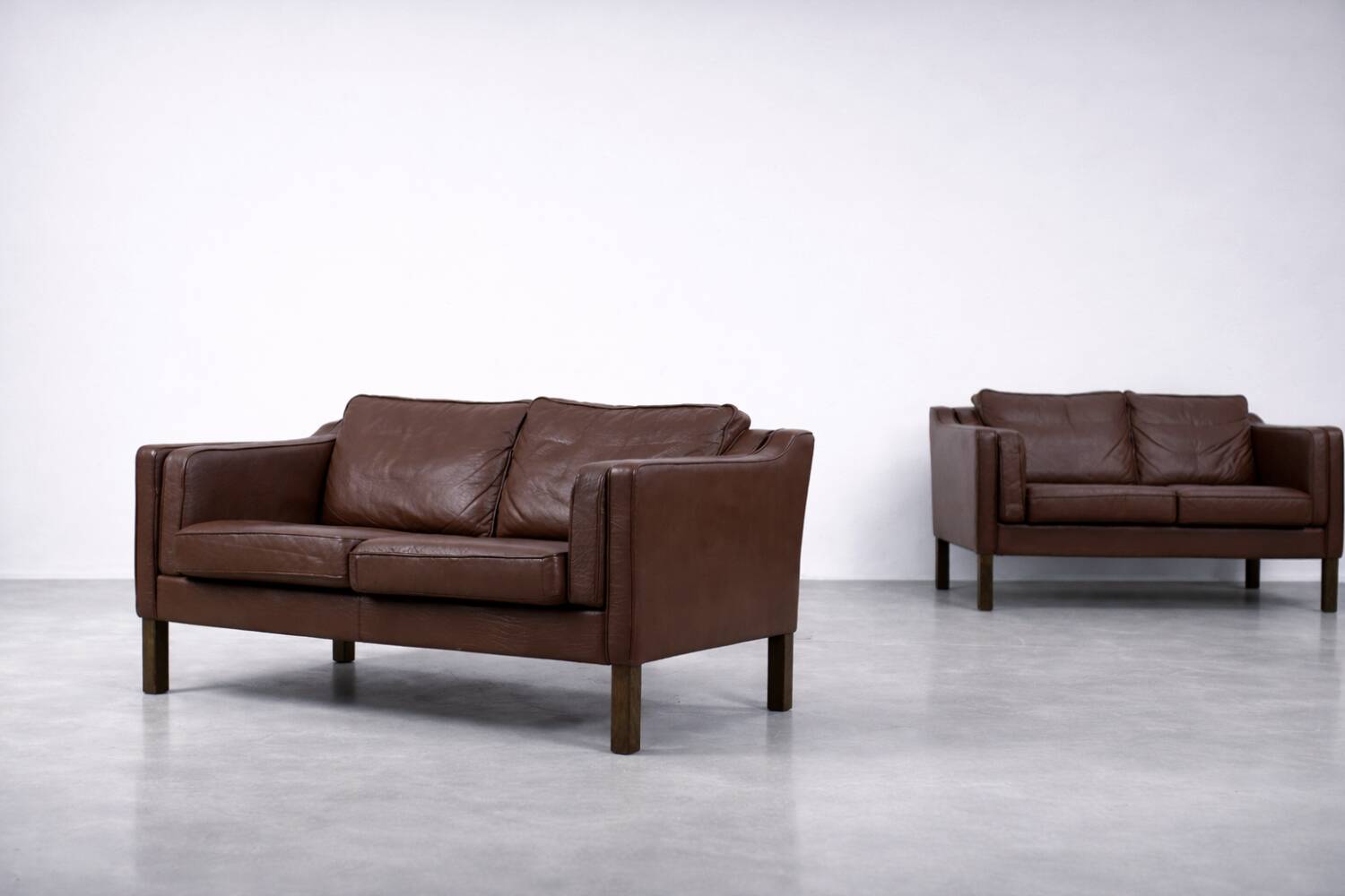 Vintage Mid-Century Scandinavian Modern Brown Leather Sofa, 1970s