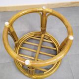 Vintage old rattan pouf