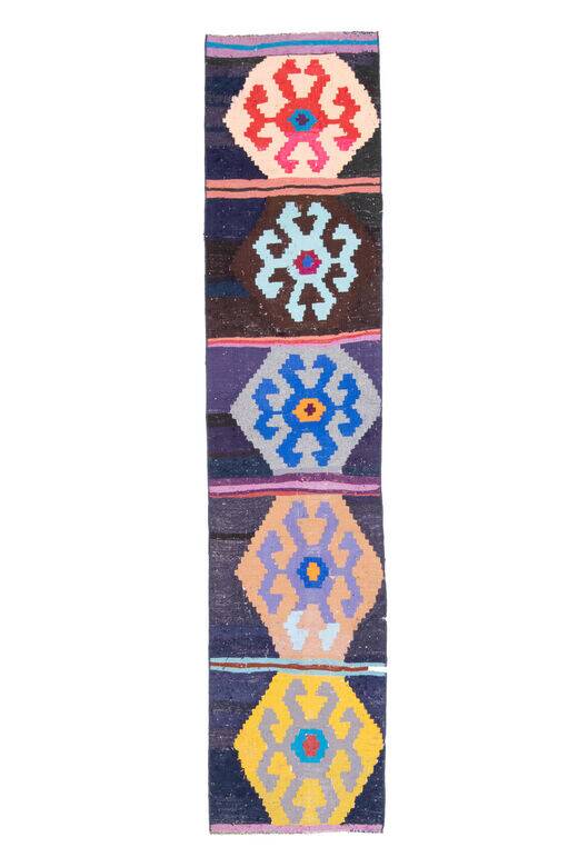 Tapis couloir kilim Oushak à tissage plat 58x268 cm