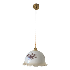 Suspension vintage fleurie en opaline