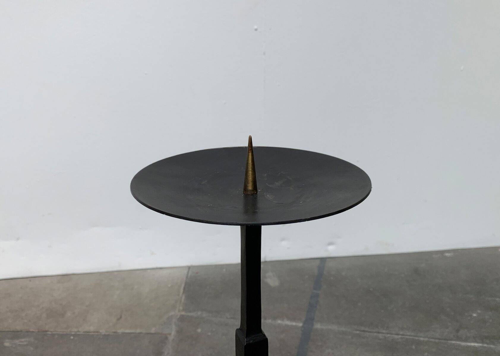 Vintage brutalist candle holder in wrought iron