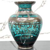 American Art Deco Vase in Glass and Silver Overlay, 1930s