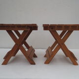 Set of 2 folding stools for children, wooden