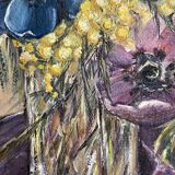 Old painting still life bouquet of flowers