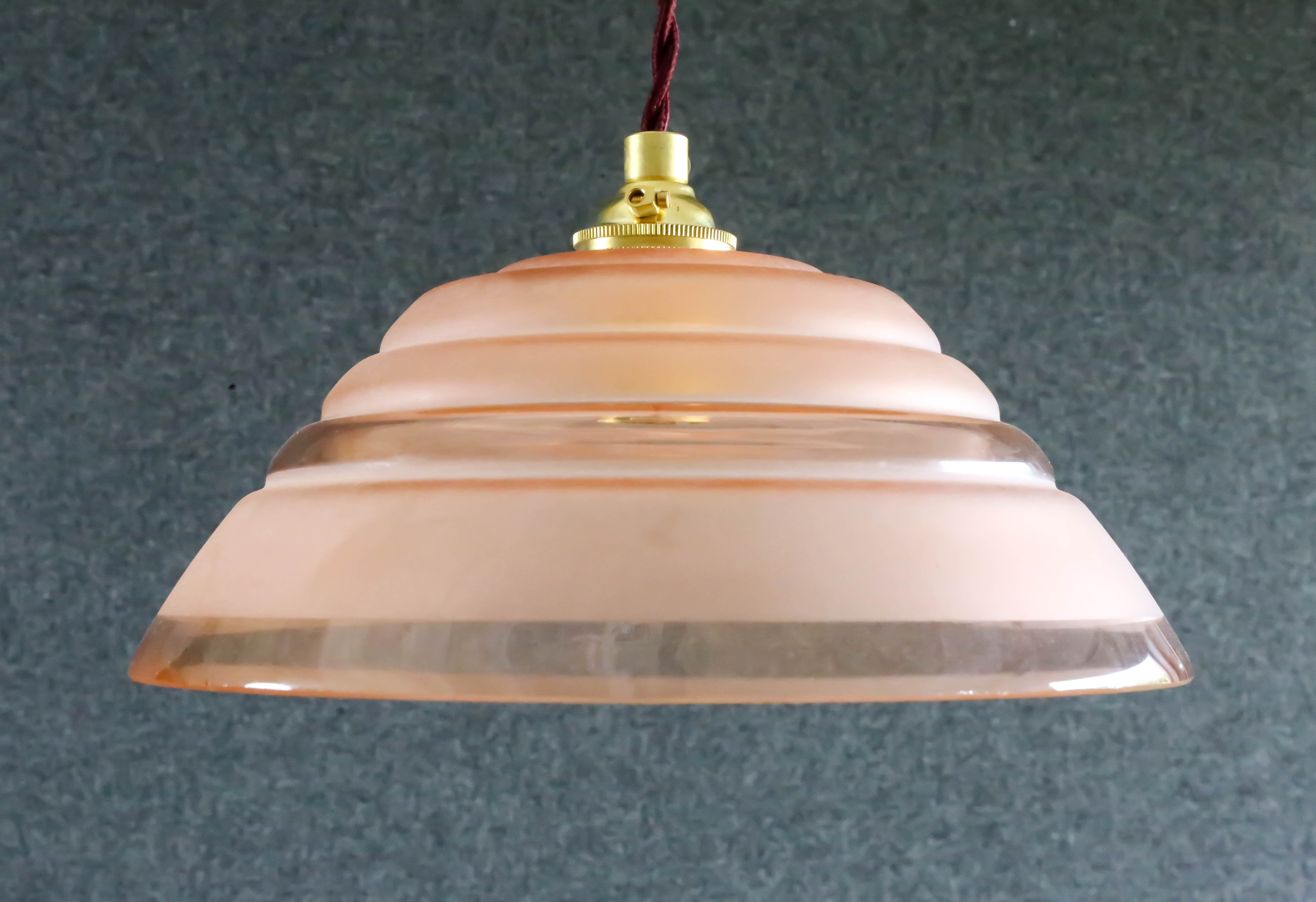 1950s style antique pink glass pendant light