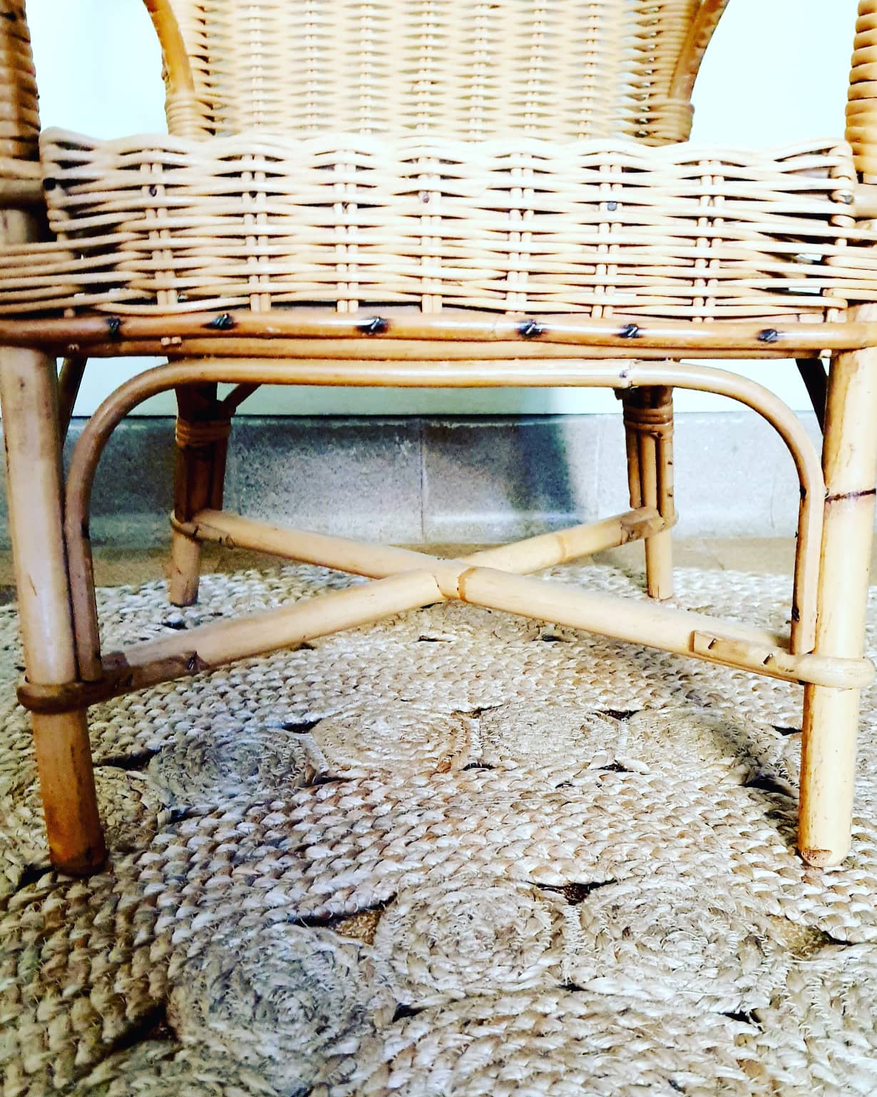 Fauteuil enfant osier vintage