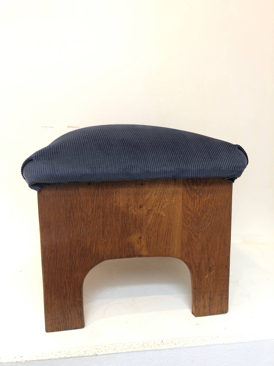 Brutalist velvet stool, 1970