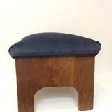 Brutalist velvet stool, 1970