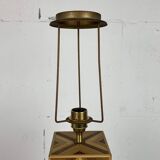 Midcentury pencil reed rattan bamboo and brass table lamp, 1970s