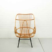 Metal and Rattan Terrace or Lounge Chair from Rohé Noordwolde, 1960s