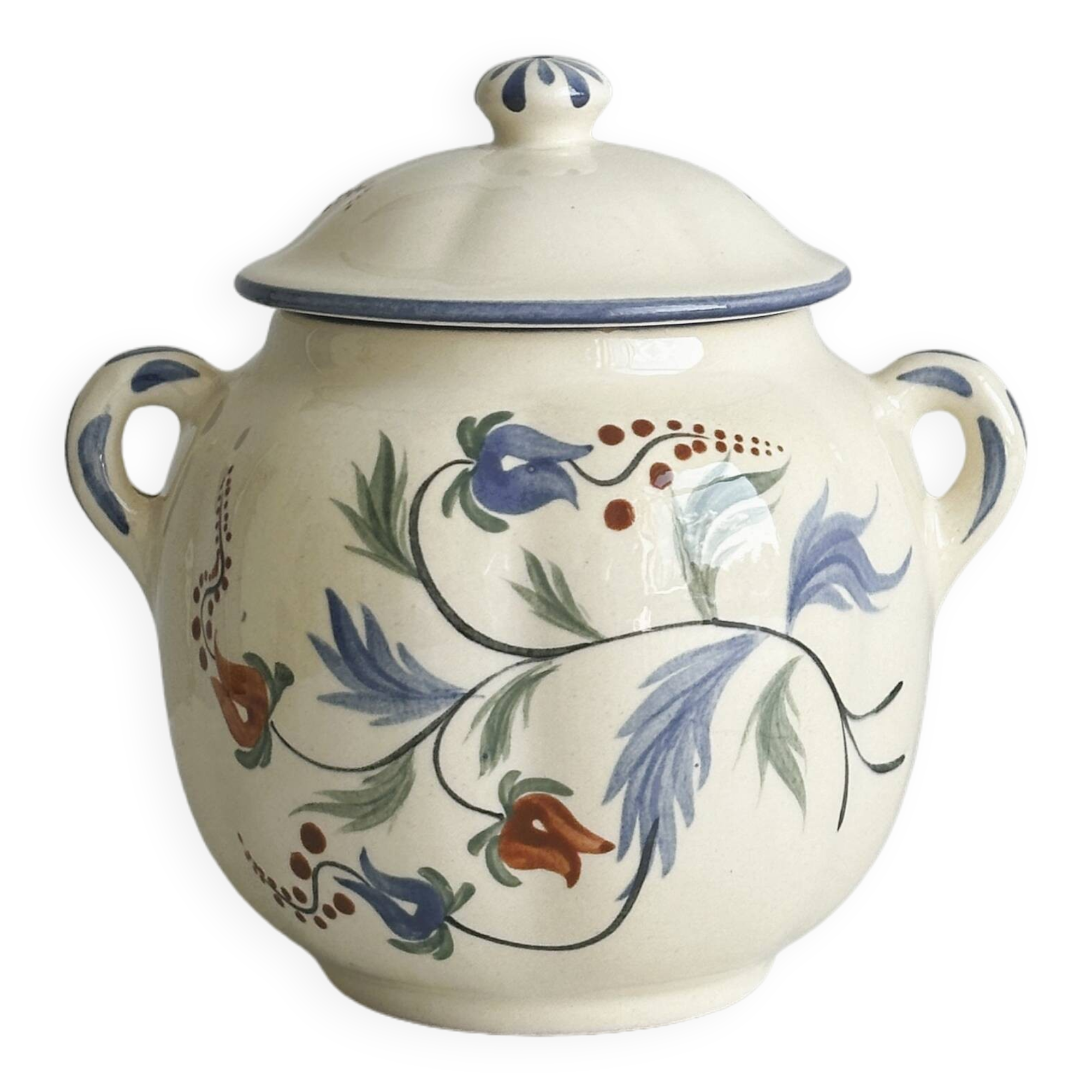 Condiment pot, hand painted sugar pot.