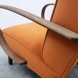 1930 Jindrich Halabala Bentwood Armchair in Rusty Orange Velvet
