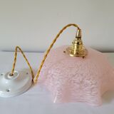 Draped pendant lamp in pink Clichy glass