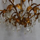 6-light bronze and Bohemian crystal chandelier, early 20th century