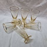 6 Art Deco golden yellow glasses