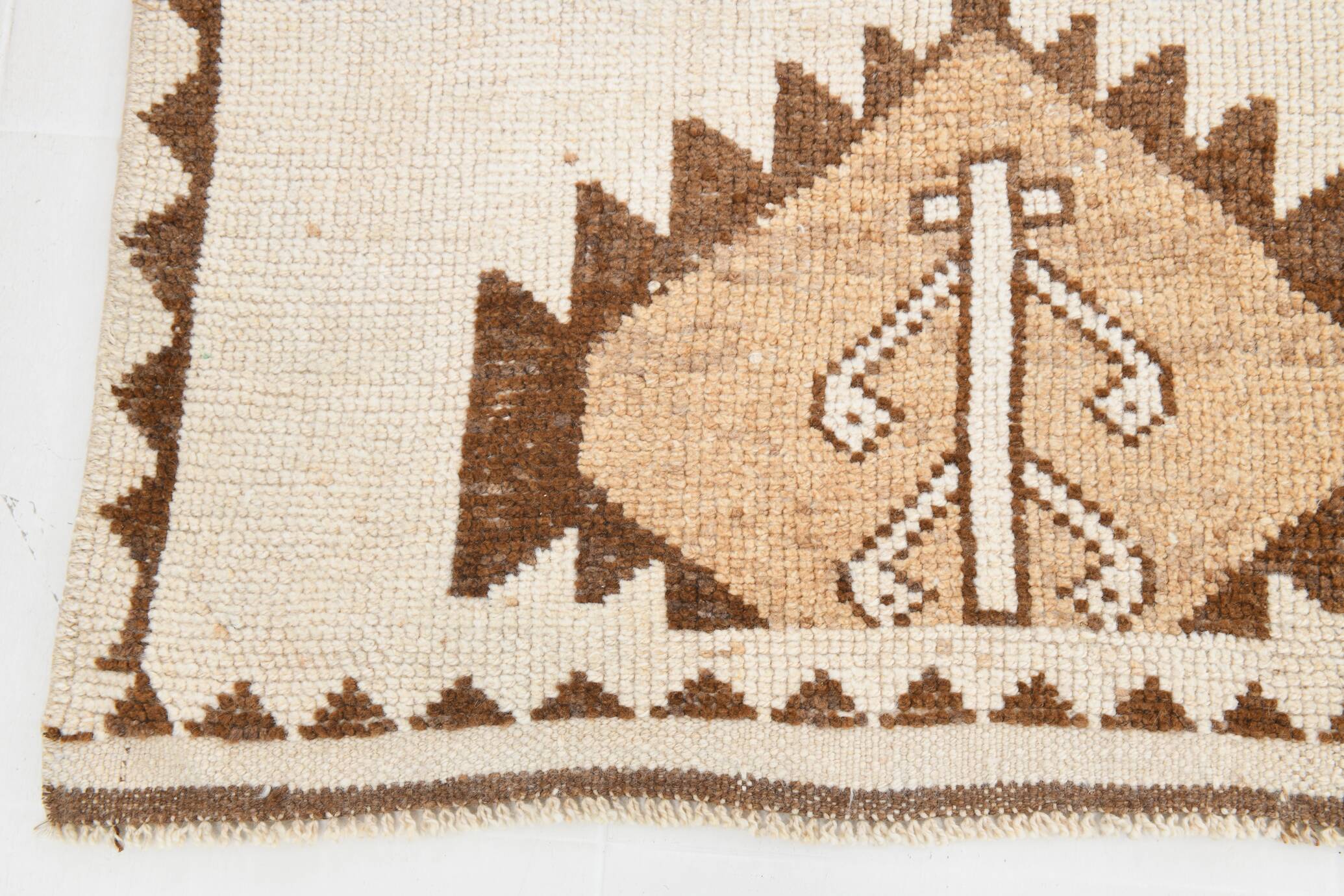 3x11 Brown Beige Persian Kilim Runner Rug, 107x333Cm