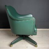 Mid-century green swivel office chair attributed to Umberto Mascagni, Italy, 1950s.