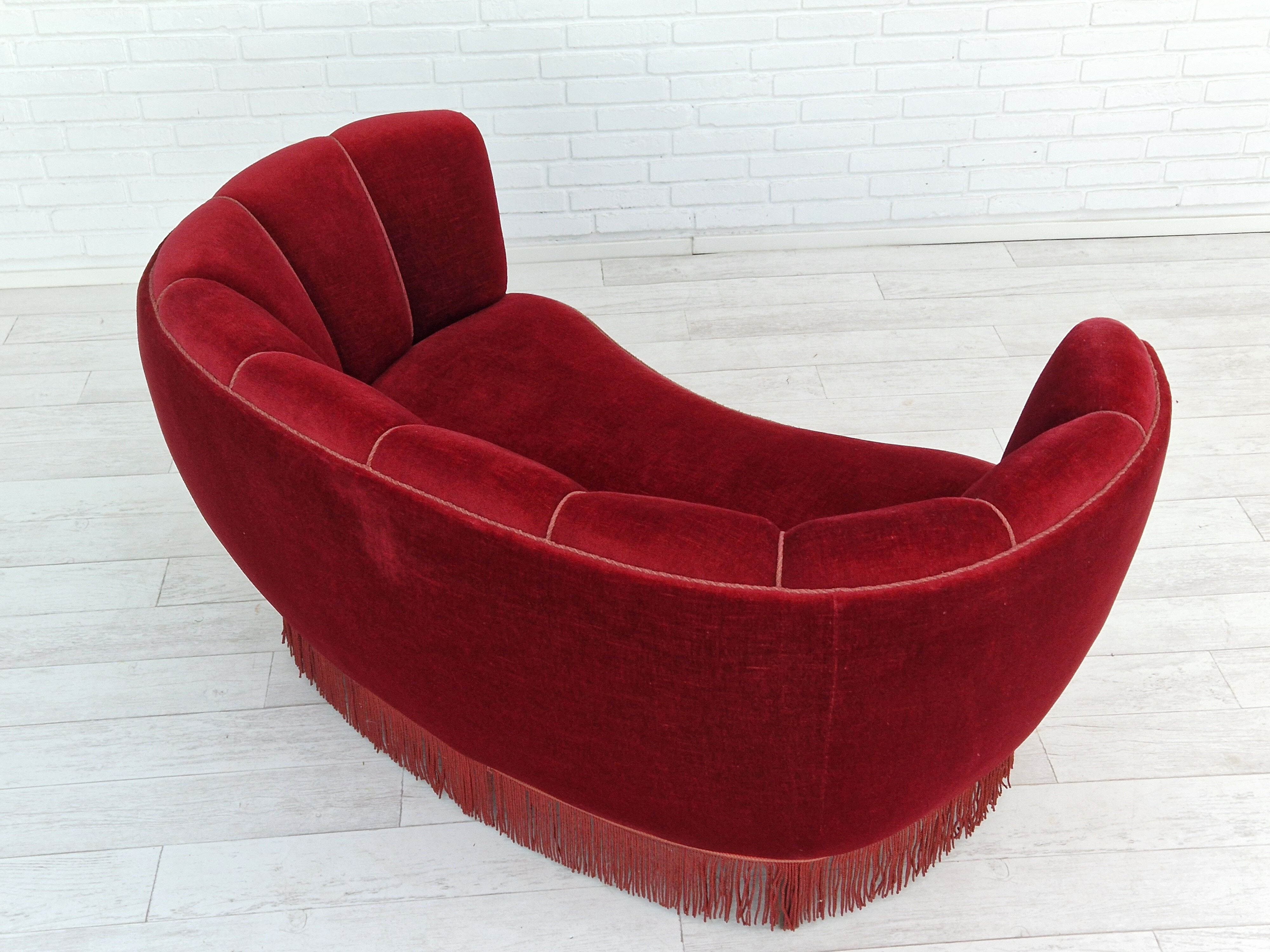 1960s danish vintage 2 seater "banana" sofa