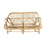 Vintage rattan bench sofa