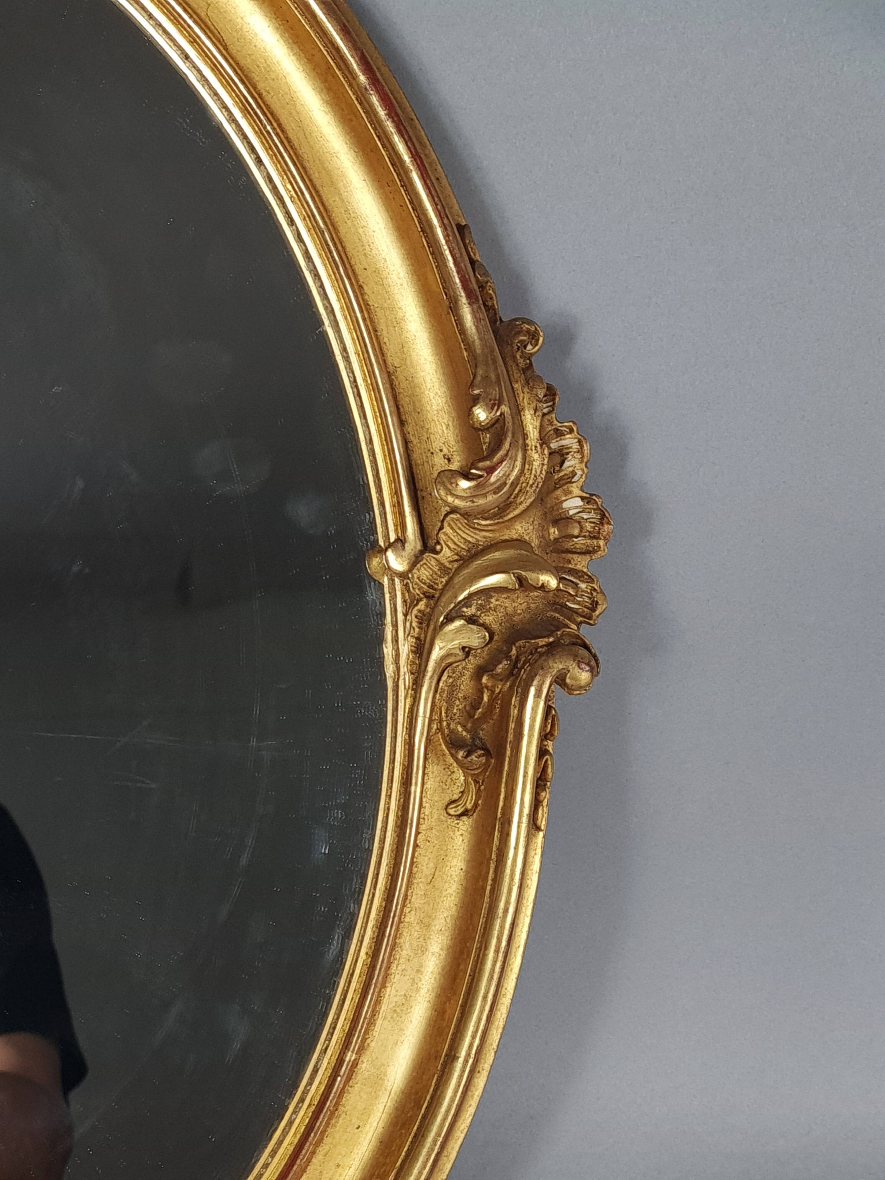 Mirror 55x39 cm rebate 40x30 cm wooden frame fine gold stucco dated 1908 SC414