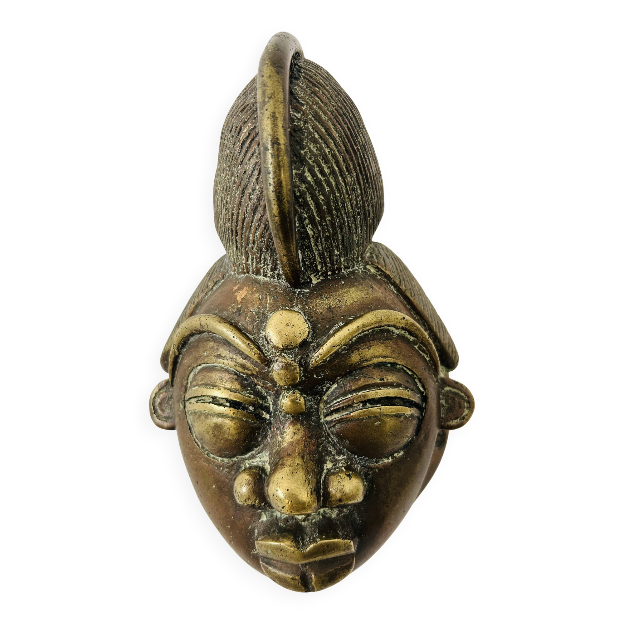 Masque en bronze africain, 19e siècle