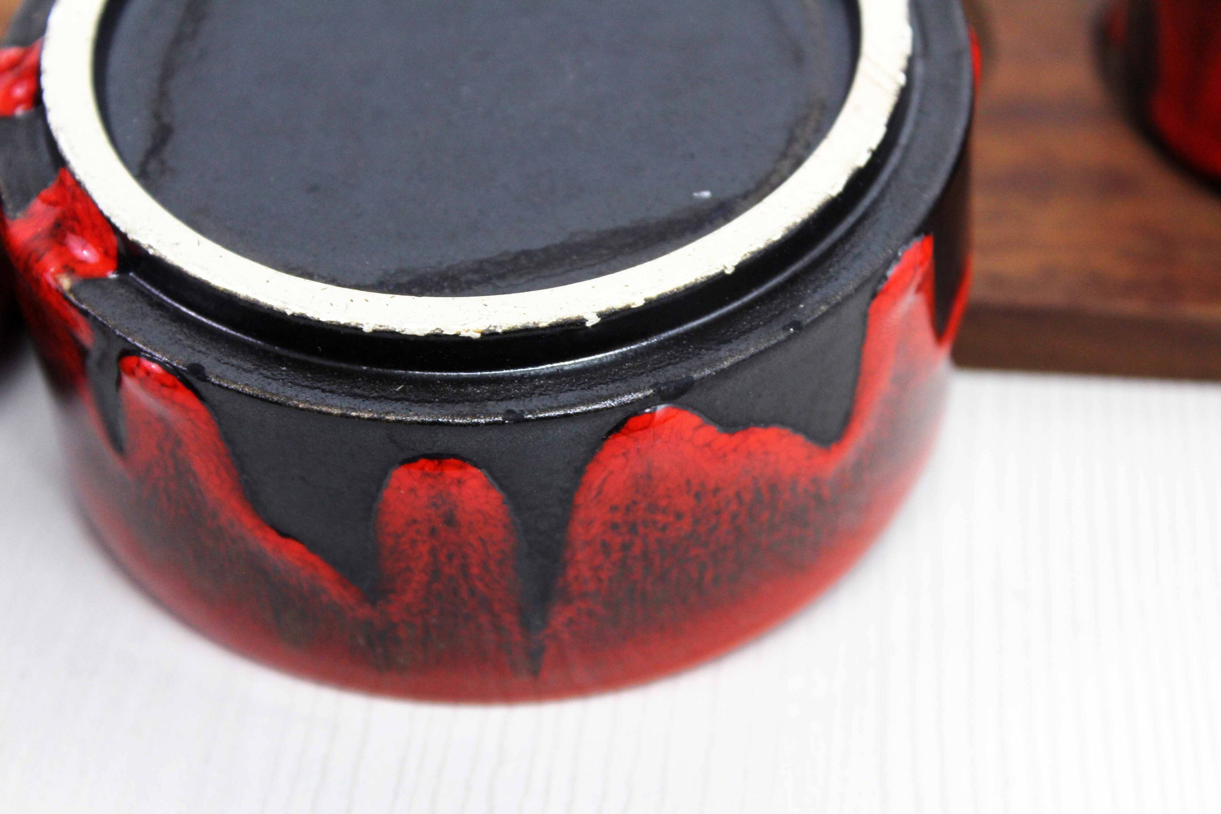 Scandinavian teak tray with 4 ceramic ramekins 1960