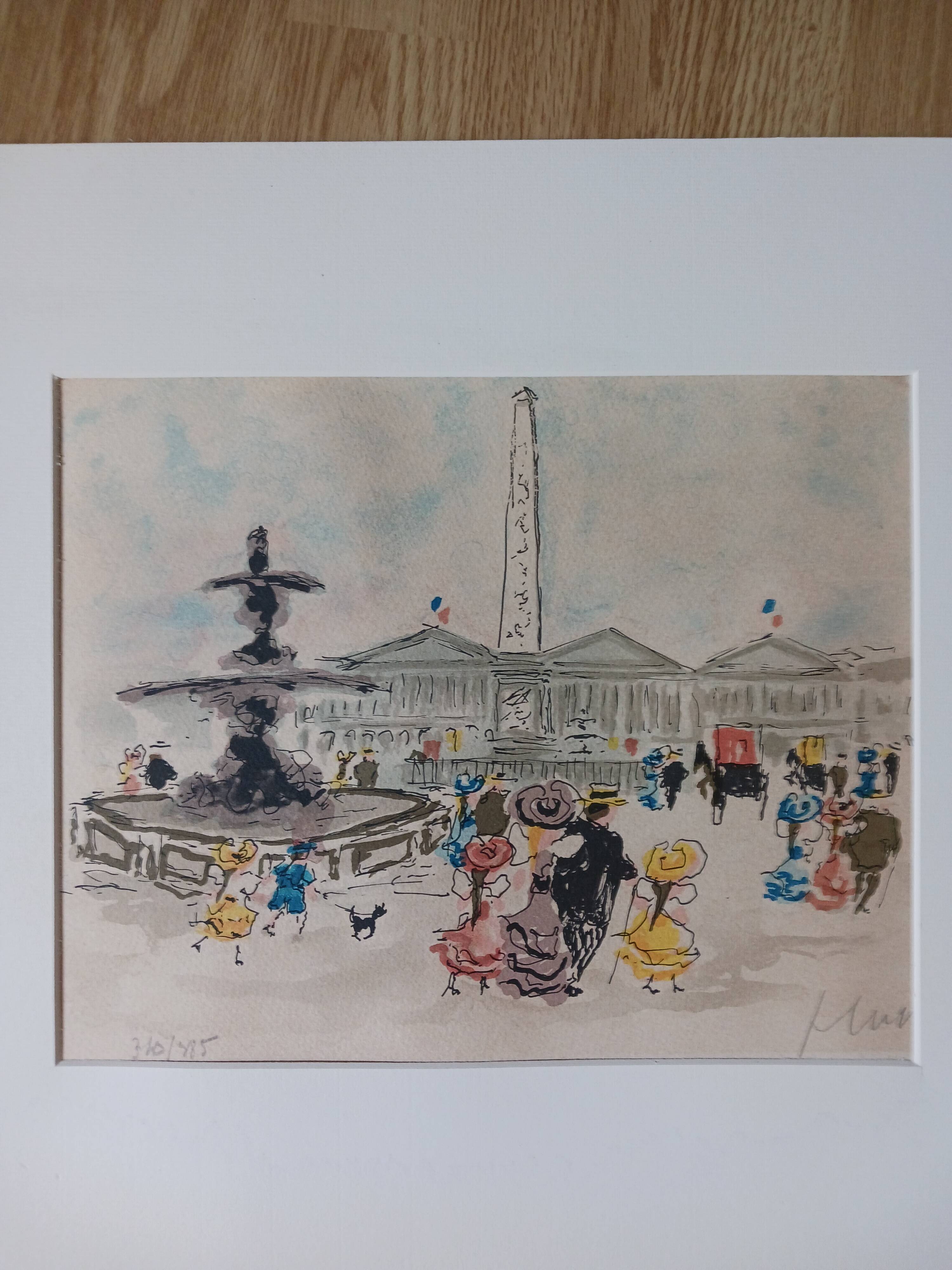 Lithograph of Paris, by Urbain Huchet