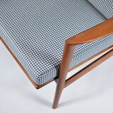 Fauteuil scandinave original Stefan, entièrement restauré, icône des années 1960, pied de poule