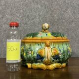 Soup tureen with parrot in colored slip from the mid-20th century