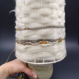 Pair of bedside lamps in stoneware and wool lampshades - Vintage around 1970