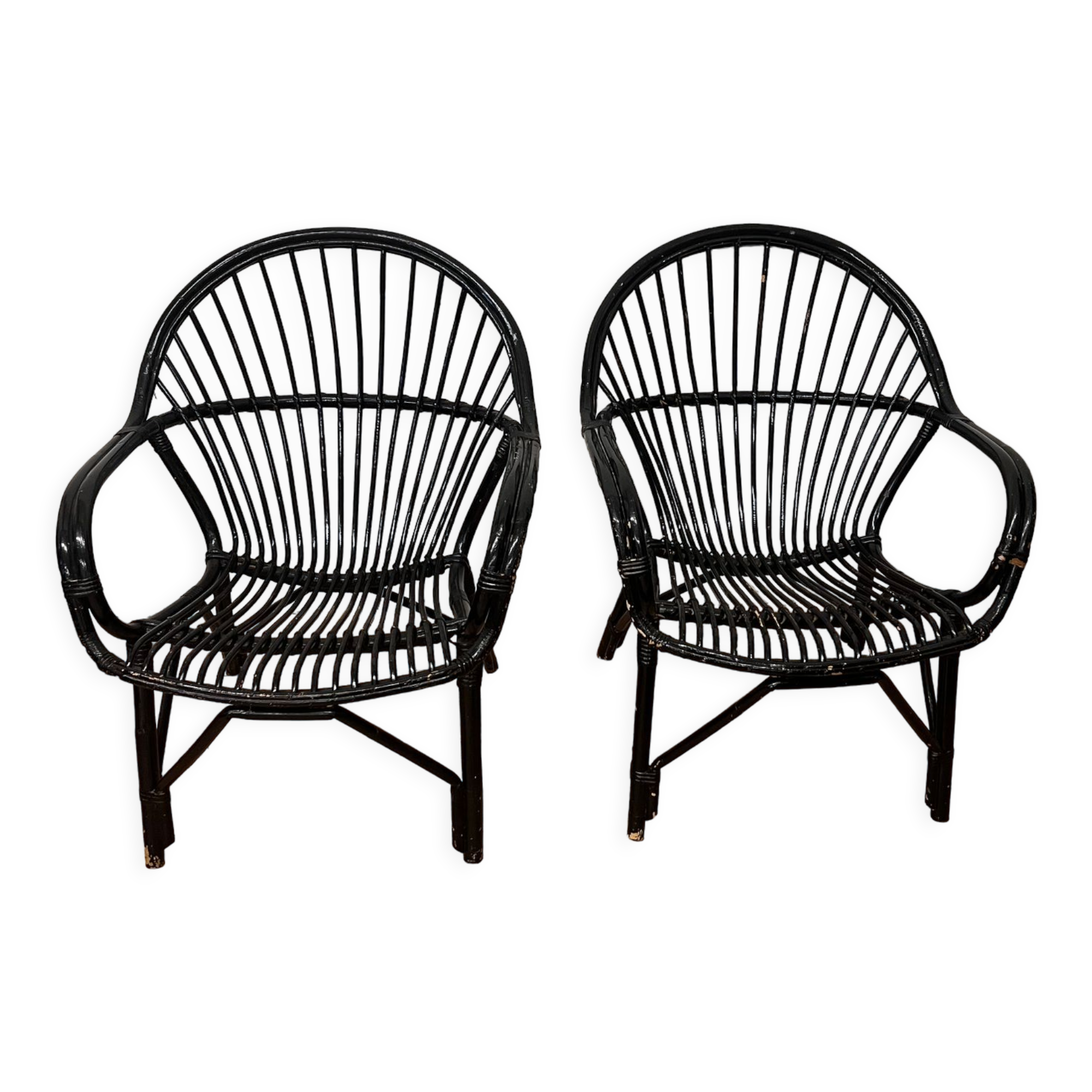 Paire de fauteuils en rotin vintage