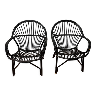 Pair of vintage rattan armchairs