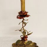 Wrought iron table lamp and gold leaf. France, 1950