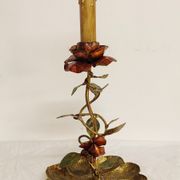 Wrought iron table lamp and gold leaf. France, 1950