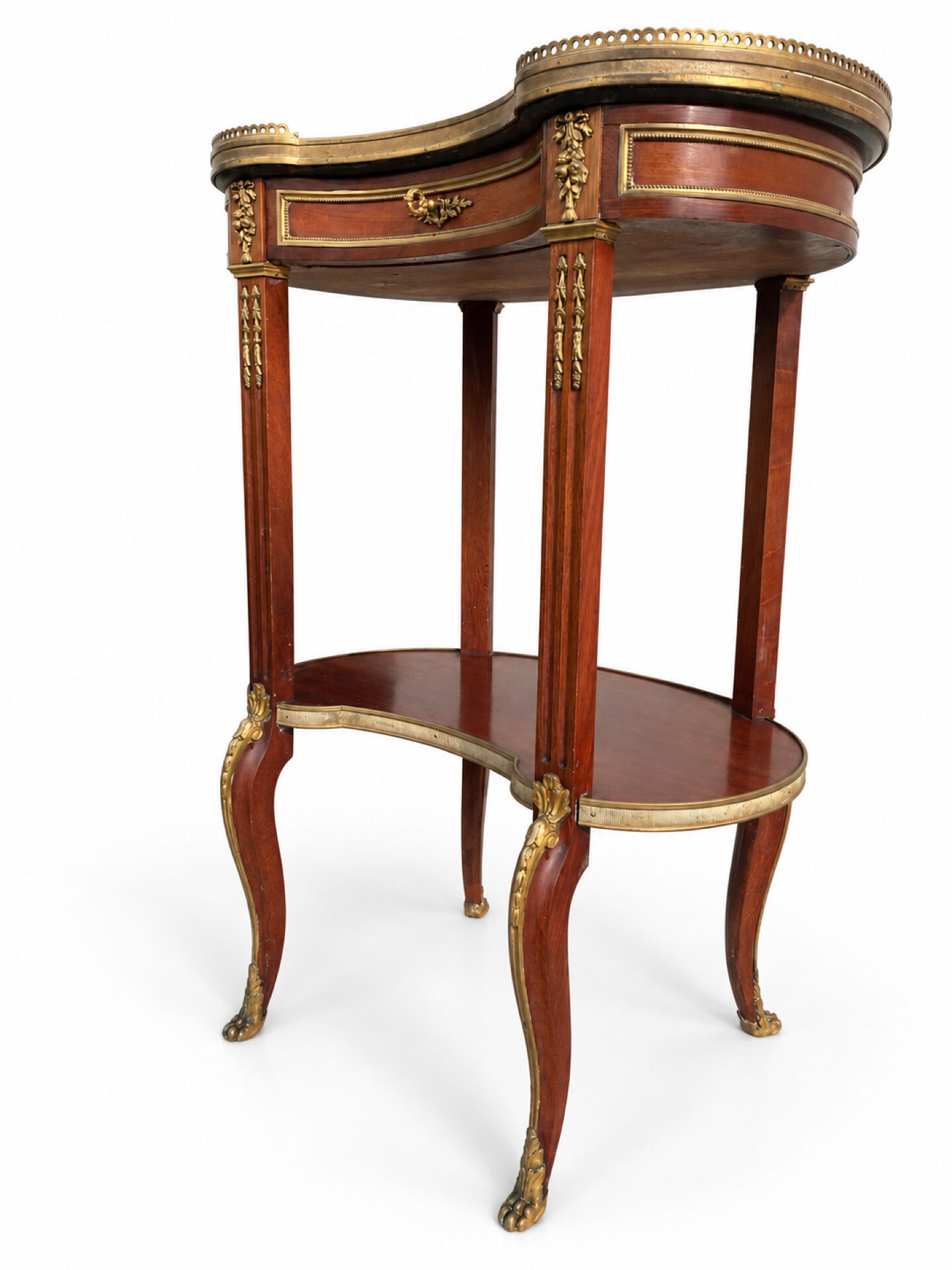 Kidney table in mahogany, brocatelle marble, Louis XV Transition, 19th century.