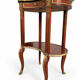 Kidney table in mahogany, brocatelle marble, Louis XV Transition, 19th century.