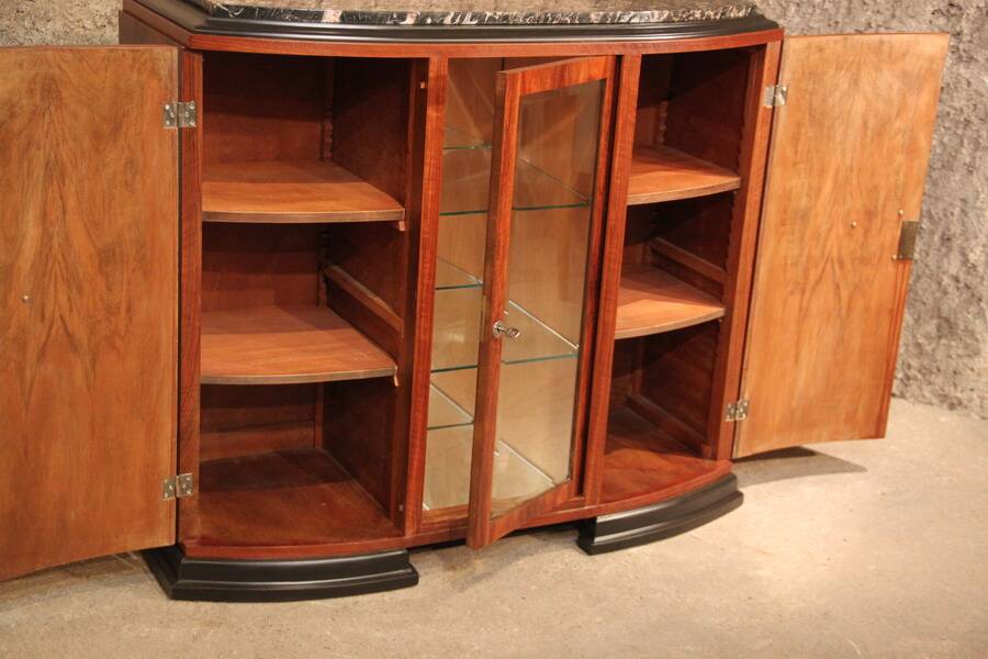 Art Deco 1930 walnut display cabinet