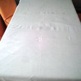 Antique white linen tablecloth monogrammed MC 1.68 X 1.70 m